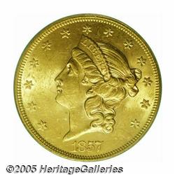 1857 $20 MS61 PCGS. The 1857 is a very scarce dat