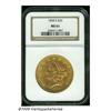 Image 1 : 1858-S $20 MS61 NGC. Fully lustrous and mostly br