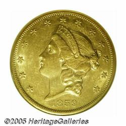 1859-S $20 AU58 NGC. This is a lovely example wit