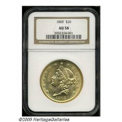 1865 $20 AU58 NGC. The 1865 (351,200 pieces struc