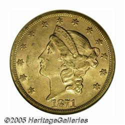 1871-S $20 MS61 NGC. A scarce date in any Mint St