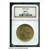 Image 3 : 1871-S $20 MS61 NGC. A scarce date in any Mint St