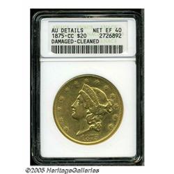 1875-CC $20 --Damaged, Cleaned--ANACS. AU Details