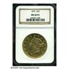 Image 1 : 1876 $20 MS60 Prooflike NGC. Bright honey-gold in