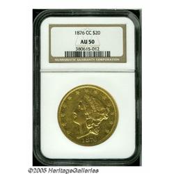 1876-CC $20 AU50 NGC. Typically worn for the grad