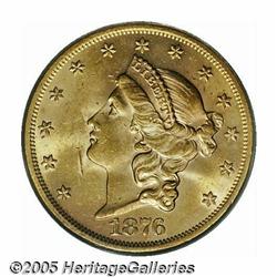 1876-S $20 MS62 PCGS. A lustrous and moderately a