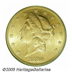 1880-S $20 MS62 PCGS. Brilliant and sharply struc