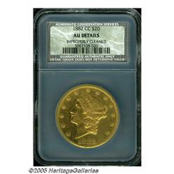 1882-CC $20 AU Details, Improperly Cleaned, NCS. 