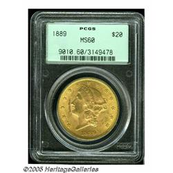 1889 $20 MS60 PCGS. A lustrous and crisply struck