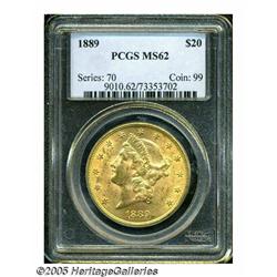 1889 $20 MS62 PCGS. Well struck with full, bright