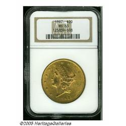 1897 $20 MS63 NGC. Deep golden-orange color and f