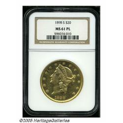 1898-S $20 MS61 Prooflike NGC. Fully prooflike su