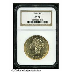 1901-S $20 MS62 NGC. Well struck with resplendent
