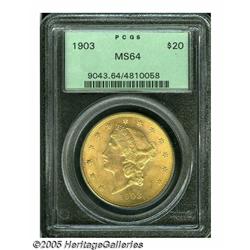 1903 $20 MS64 PCGS. Well struck and lustrous, wit