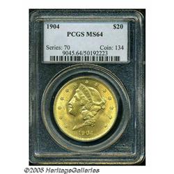 1904 $20 MS64 PCGS. Well struck with bright, full