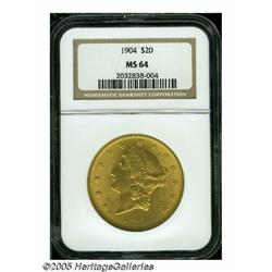 1904 $20 MS64 NGC. This eminently appealing coin 