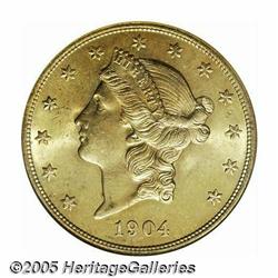 1904 $20 MS65 NGC. Brilliant and lustrous, with m