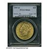 Image 3 : 1907-D $20 MS64 PCGS. Brilliant, satiny, and shar