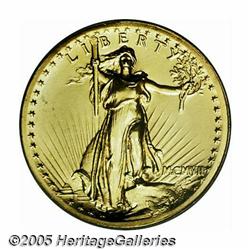 1907 $20 High Relief, Wire Rim Unc Details, Impro