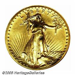 1907 $20 High Relief, Wire Rim MS64 NGC. After ma