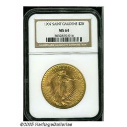 1907 $20 Arabic Numerals MS64 NGC. Richly lustrou