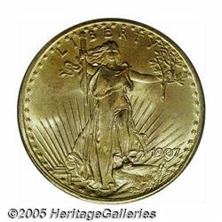 1907 $20 Arabic Numerals MS65 PCGS. A handsome fr