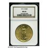 1911-S $20 MS64 NGC. Lustrous surfaces reveal pea