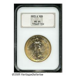 1923-D $20 MS64 NGC. Well struck with thick mint 
