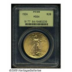 1924 $20 MS64 PCGS. Well struck with bright mint-