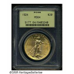 1924 $20 MS64 PCGS. Good color and luster, with o