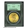 1924 $20 MS65 PCGS. This satiny Gem displays deep