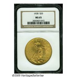 1928 $20 MS65 NGC. Well struck with bright, smoot