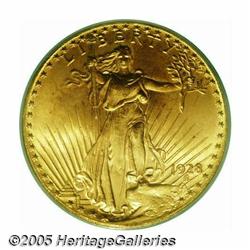 1928 $20 MS66 PCGS. A wonderfully preserved, sati
