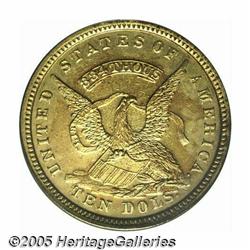 1852 $10 Assay Office Ten Dollar AU55 PCGS. Kagin