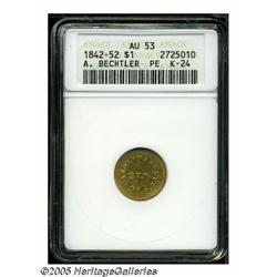 (1842-52) G$1 A.Bechtler Dollar, 27G. 21C. AU53 A
