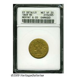 1849 $5 Moffat & Co. Five Dollar--Damaged--ANACS.