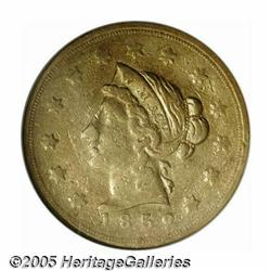 1852 $10 Wass Molitor Ten Dollar, Large Head AU50