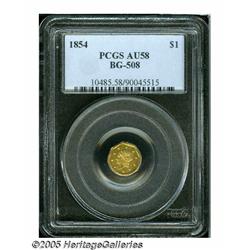 1854 $1 Liberty Octagonal 1 Dollar, BG-508, High 