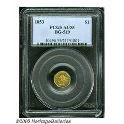 1853 $1 Liberty Octagonal 1 Dollar, BG-519, Low R