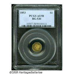 1853 $1 Liberty Octagonal 1 Dollar, BG-530, R.2, 