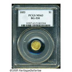 1853 $1 Liberty Octagonal 1 Dollar, BG-530, R.2, 