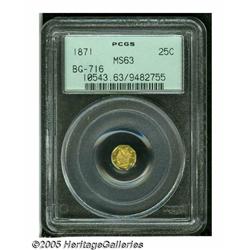 1871 25C Liberty Octagonal 25 Cents, BG-716, R.6,