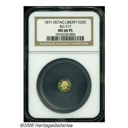 1871 25C Liberty Octagonal 25 Cents, BG-717, R.3,
