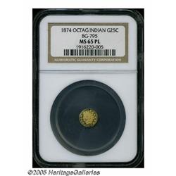 1874 25C Indian Octagonal 25 Cents, BG-795, R.3, 