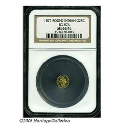 1874 25C Indian Round 25 Cents, BG-876, Low R.4, 