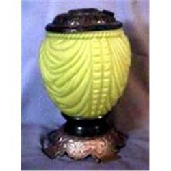 YELLOW SATIN DRAPE OIL 11" C, 1895 CIRCA