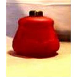 RED SATIN RIBBONS & ROSES, 5 1/2" B, CIRCA 1895 