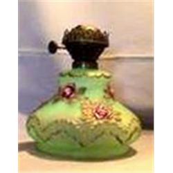 1 OF 2 GREEN SATIN RIBBONS & ROSES 8 1/2"B, 1895 CIRCA 