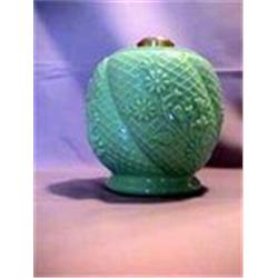 COSMOS GREEN MILK GLASS 7"C, 1897 CIRCA 