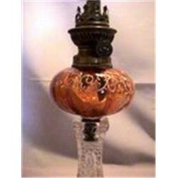 EN-PEG LAMP, AMBER ENAMEL SCROLL 6", 1920? CIRCA 